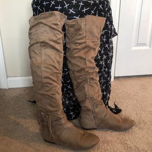 JustFab Shoes - Taupe over the knee boots JustFab Shoes - Taupe over the knee boots